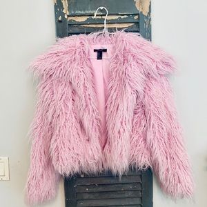 Pink shaggy fur coat